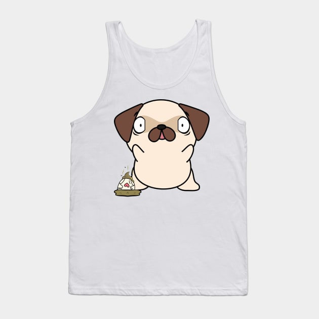 Funny pug steps on a dirty diaper Tank Top by Pet Station